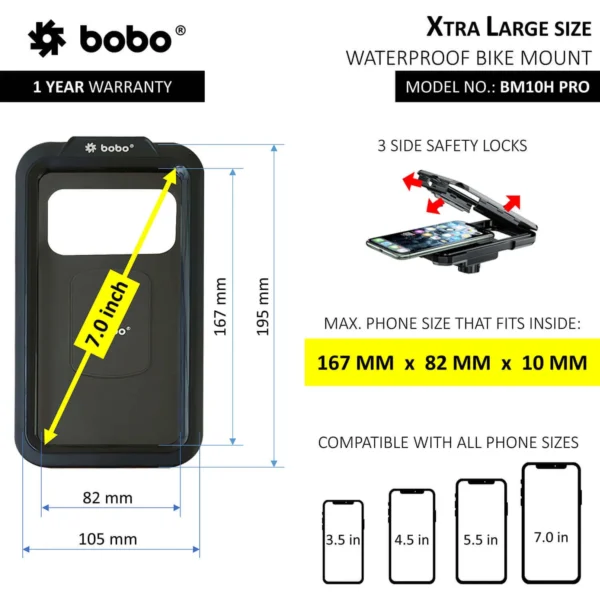 BOBO BM10H PRO Fully Waterproof Bike Phone Holder with Vibration Controller - Image 5